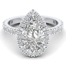 Load image into Gallery viewer, 2 Carat Pear Shape Halo &amp; Pavé