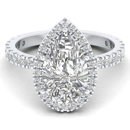2 Carat Pear Shape Halo & Pavé
