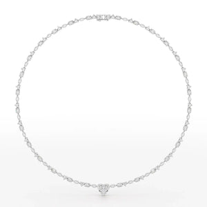 12.54 Carat Heart Shape Tennis Necklace