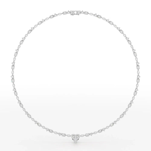 12.54 Carat Heart Shape Tennis Necklace
