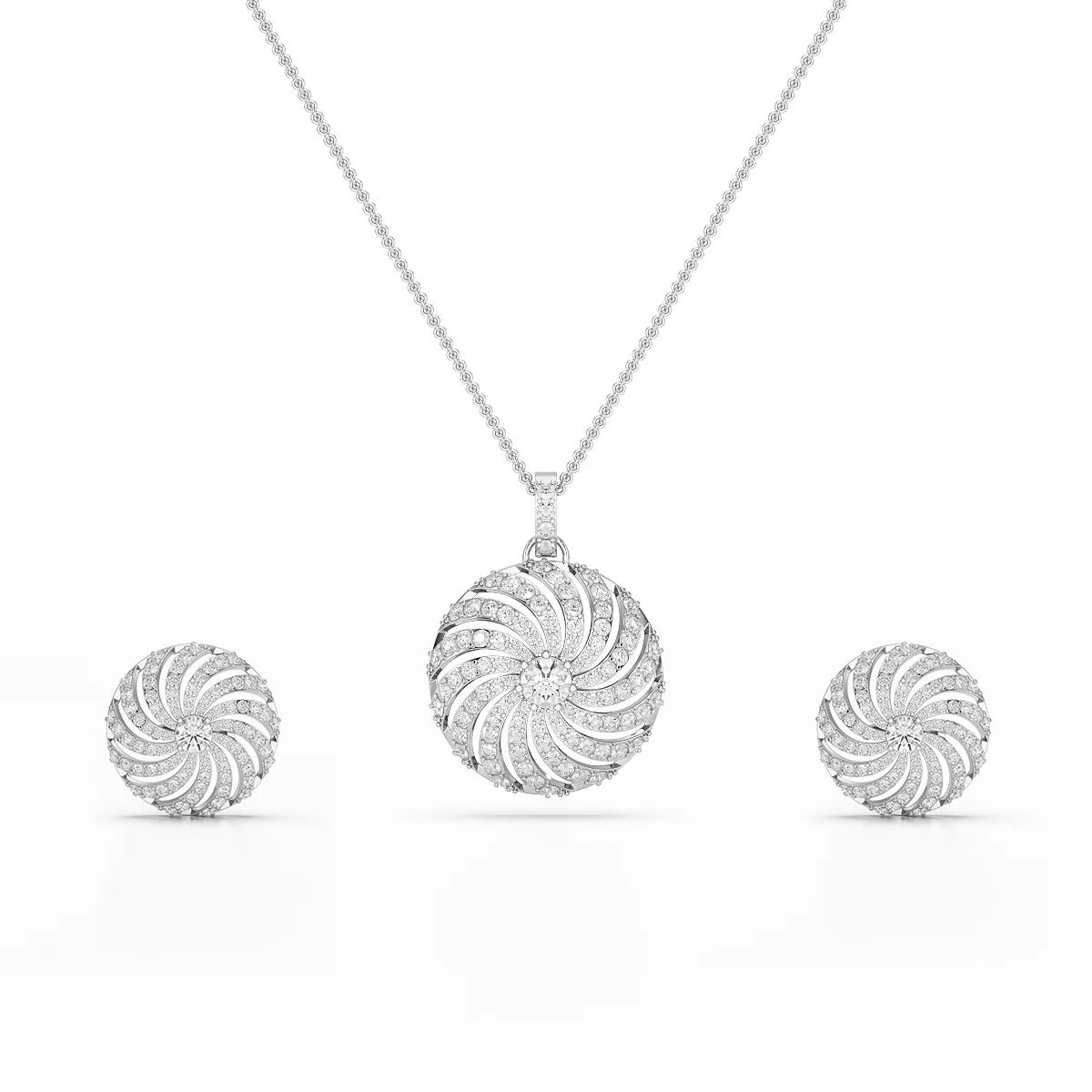 4.2 Carat Round Pendant & Earring Set