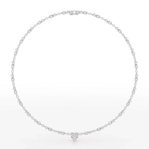 12.54 Carat Heart Shape Tennis Necklace