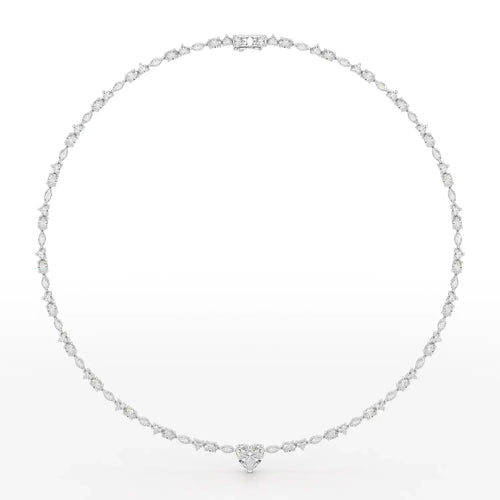 12.54 Carat Heart Shape Tennis Necklace