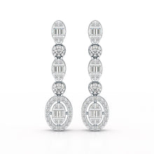 Load image into Gallery viewer, 0.7 Carat Baguette &amp; Round Drop Earrings