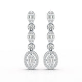 0.7 Carat Baguette & Round Drop Earrings