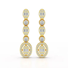 Load image into Gallery viewer, 0.7 Carat Baguette &amp; Round Drop Earrings