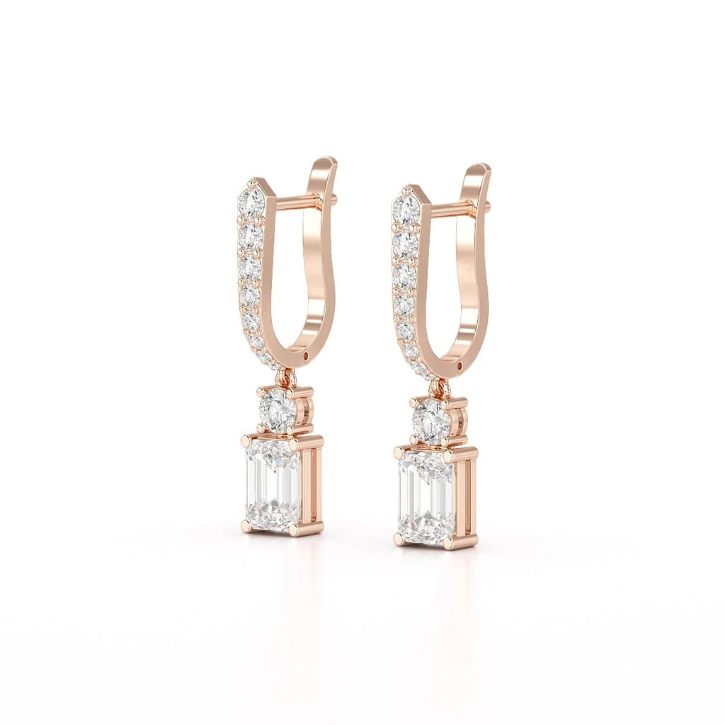 4.42 Carat Emerald Shape Drop Earring