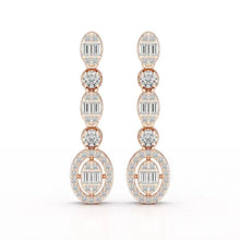 Load image into Gallery viewer, 0.7 Carat Baguette &amp; Round Drop Earrings