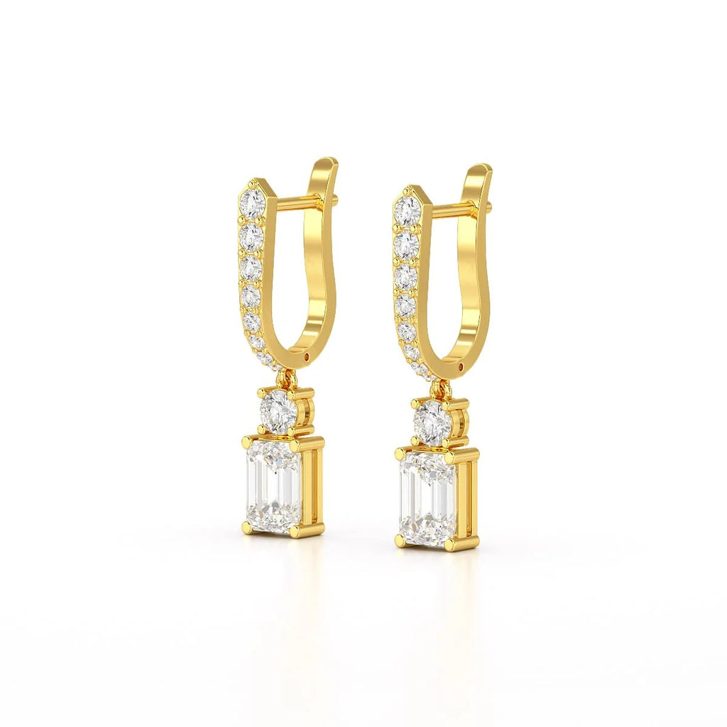 4.42 Carat Emerald Shape Drop Earring