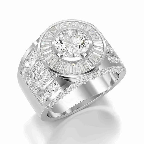5.75 CT Round Shape Lab Diamond Men's Ring