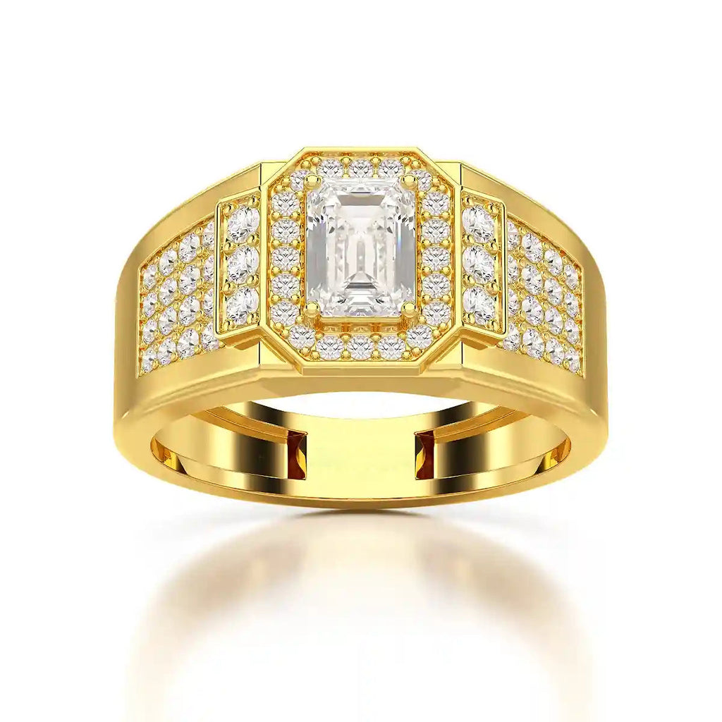 1.72 Carat Round & Emerald Centre Stone Men’s Ring