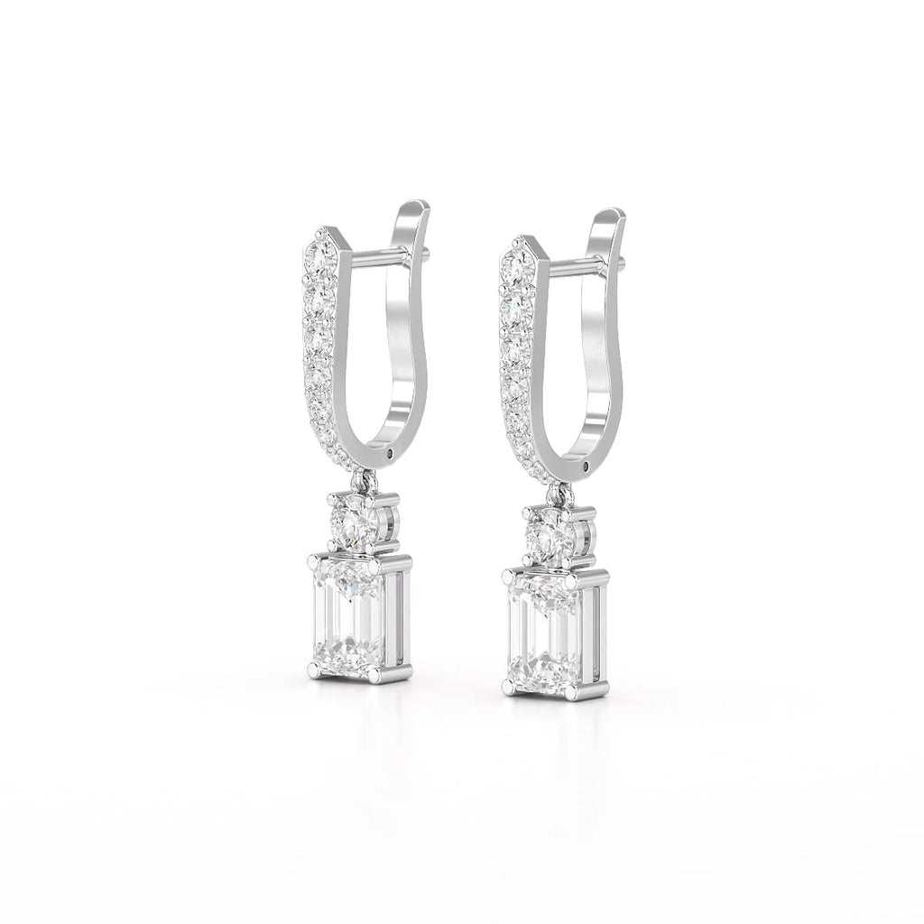 4.42 Carat Emerald Shape Drop Earring