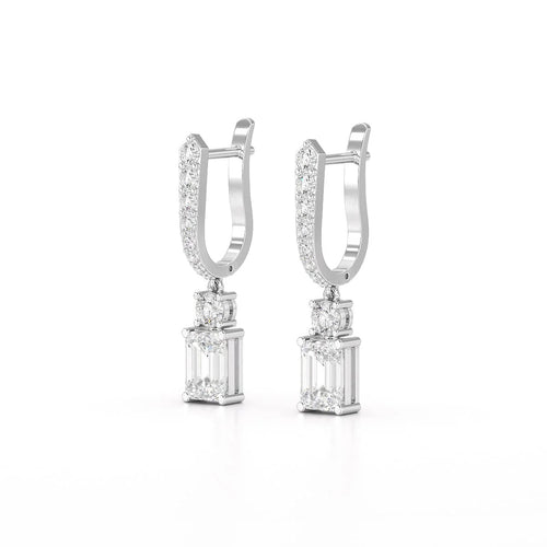 4.42 Carat Emerald Shape Drop Earring