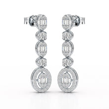 Load image into Gallery viewer, 0.7 Carat Baguette &amp; Round Drop Earrings
