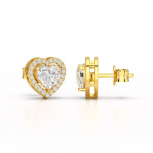 Load image into Gallery viewer, Heart Cut Halo Studs