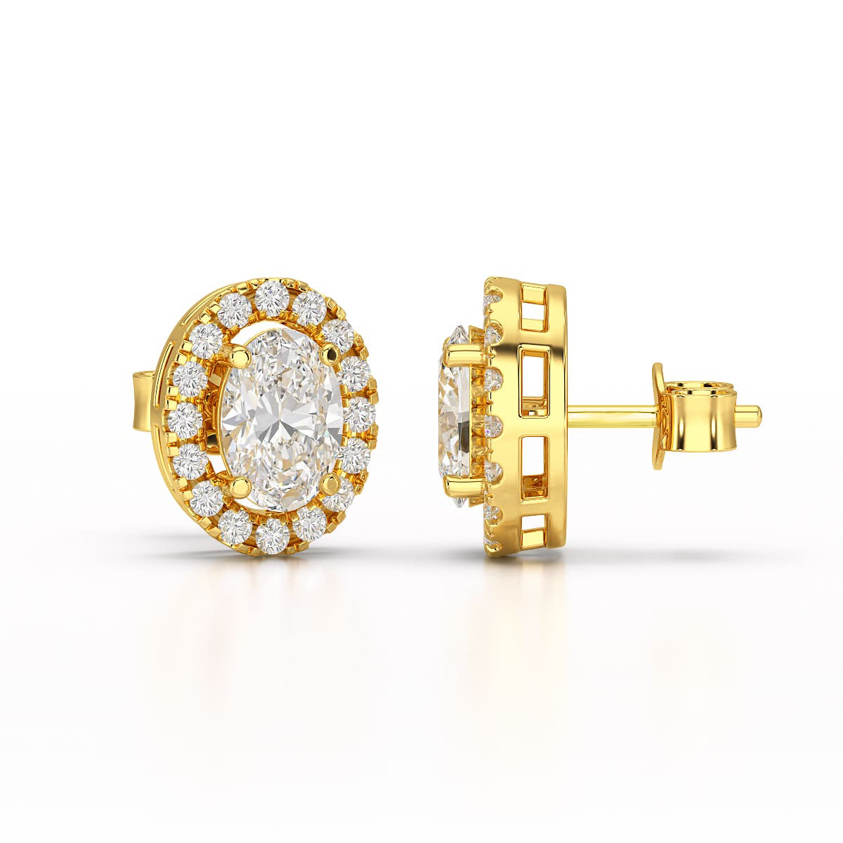 Oval Cut Halo Studs