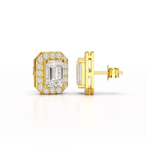 2.51 Carat Emerald Halo Studs