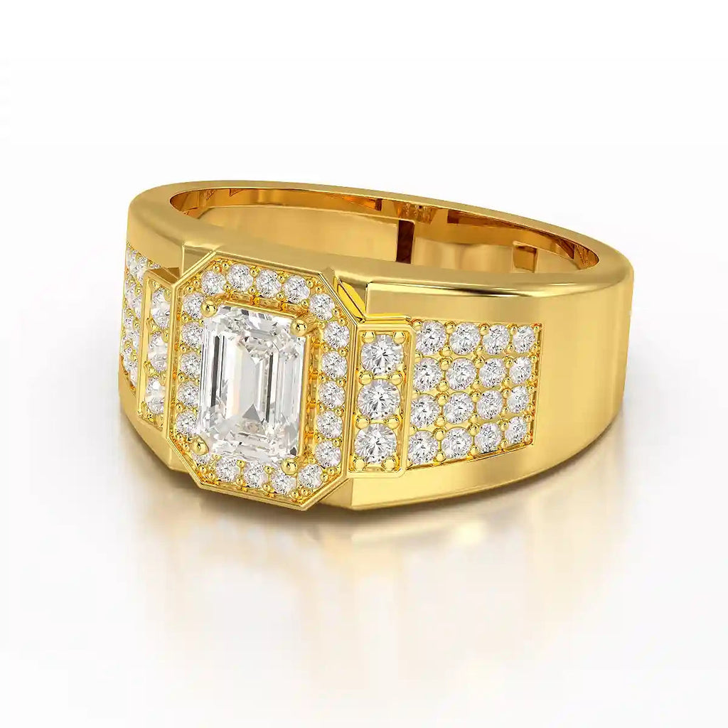 1.72 Carat Round & Emerald Centre Stone Men’s Ring