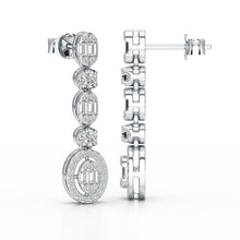 Load image into Gallery viewer, 0.7 Carat Baguette &amp; Round Drop Earrings