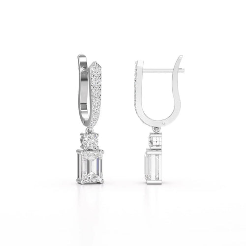 4.42 Carat Emerald Shape Drop Earring