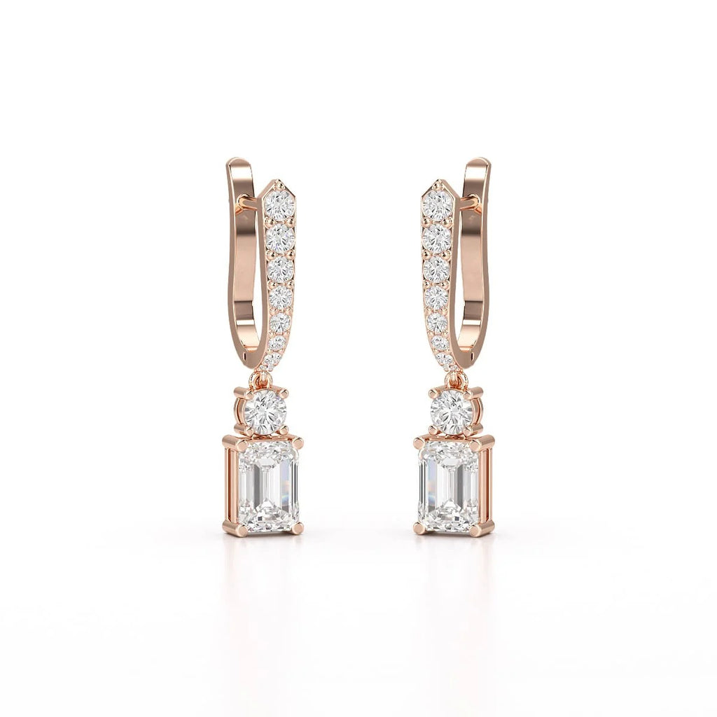 4.42 Carat Emerald Shape Drop Earring