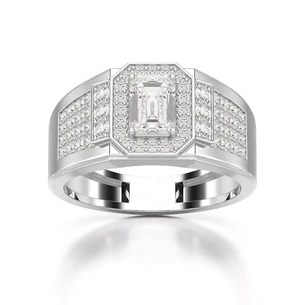 1.72 Carat Round & Emerald Centre Stone Men’s Ring