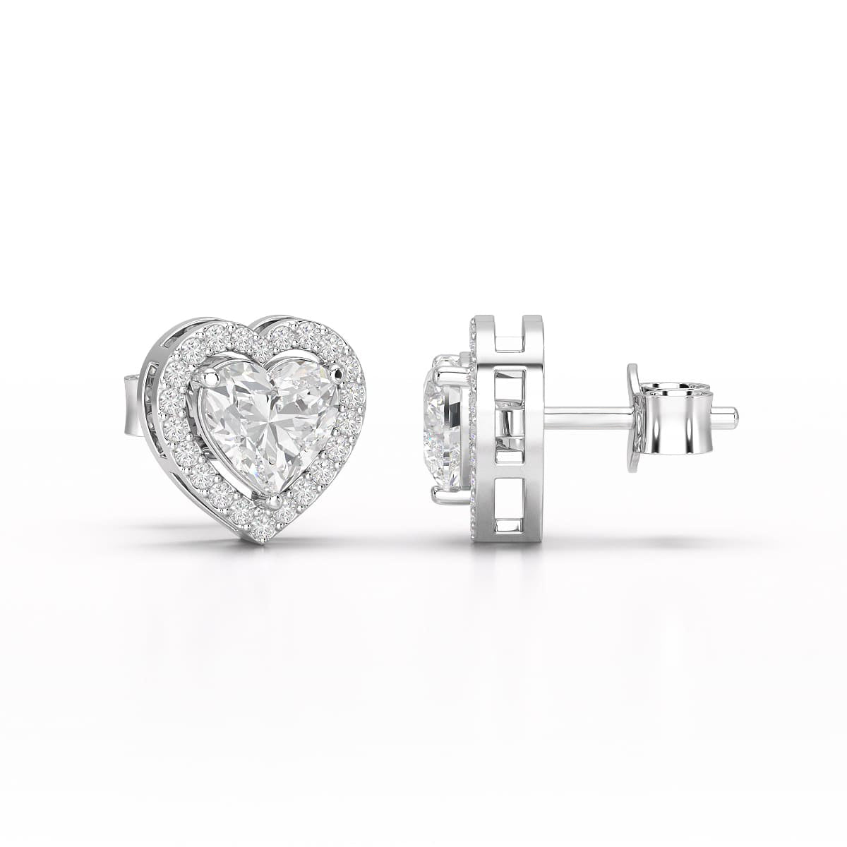 Heart Cut Halo Studs