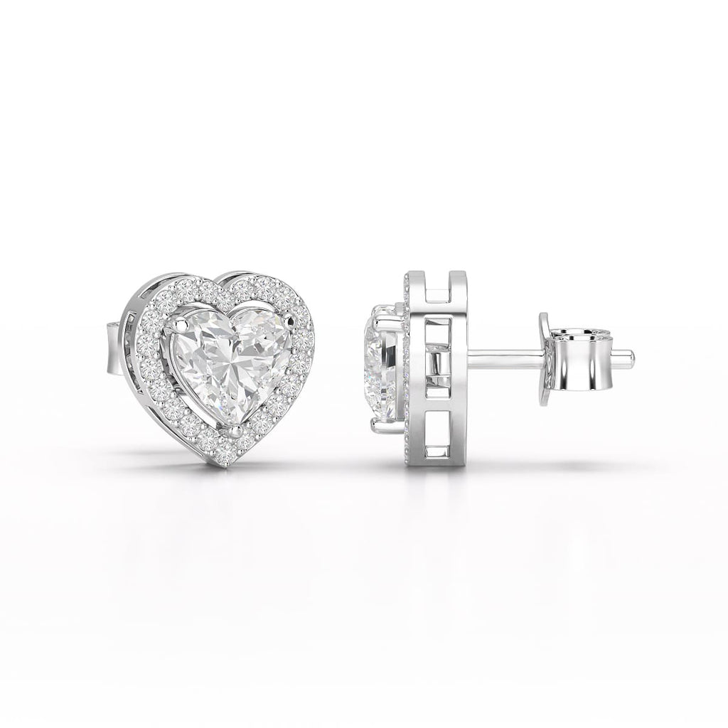 Heart Cut Halo Studs