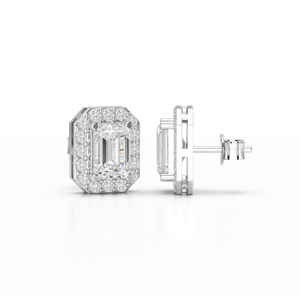2.51 Carat Emerald Halo Studs