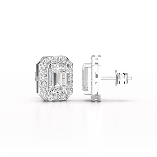 2.51 Carat Emerald Halo Studs