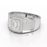 1.72 Carat Round & Emerald Centre Stone Men’s Ring