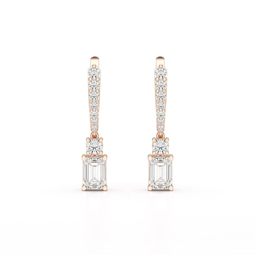 4.42 Carat Emerald Shape Drop Earring