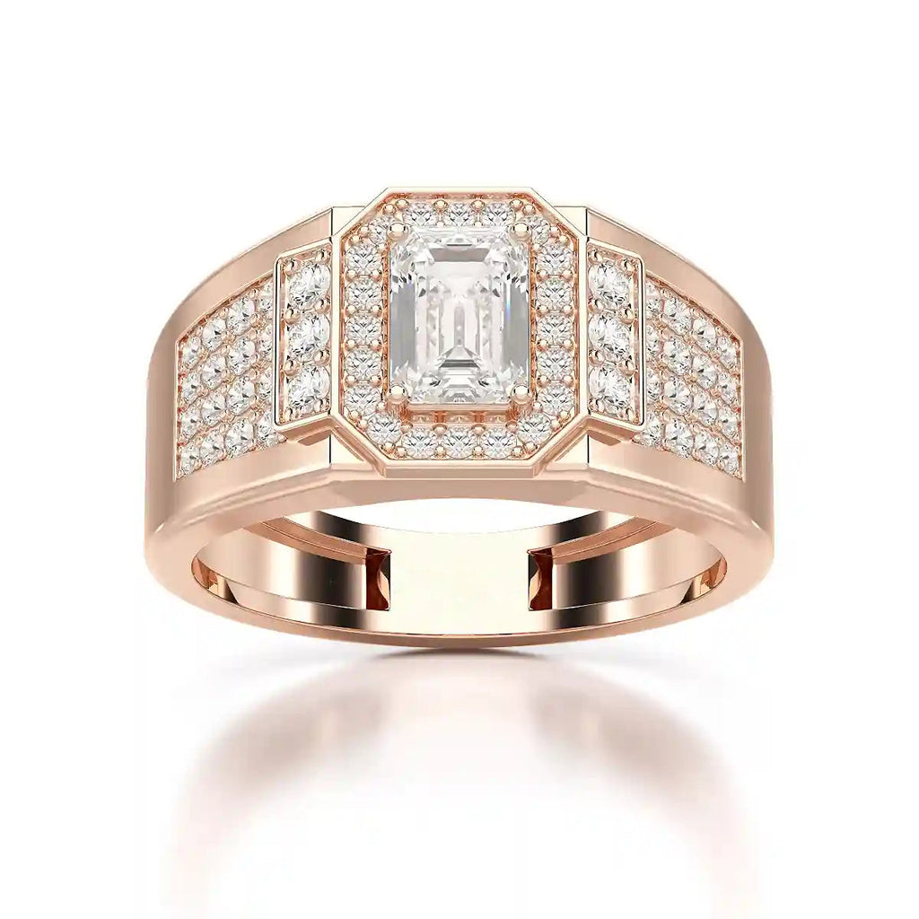 1.72 Carat Round & Emerald Centre Stone Men’s Ring