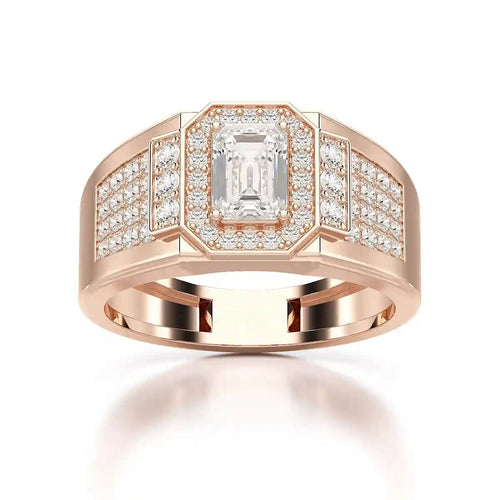 1.72 Carat Round & Emerald Centre Stone Men’s Ring