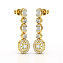 Load image into Gallery viewer, 0.7 Carat Baguette &amp; Round Drop Earrings