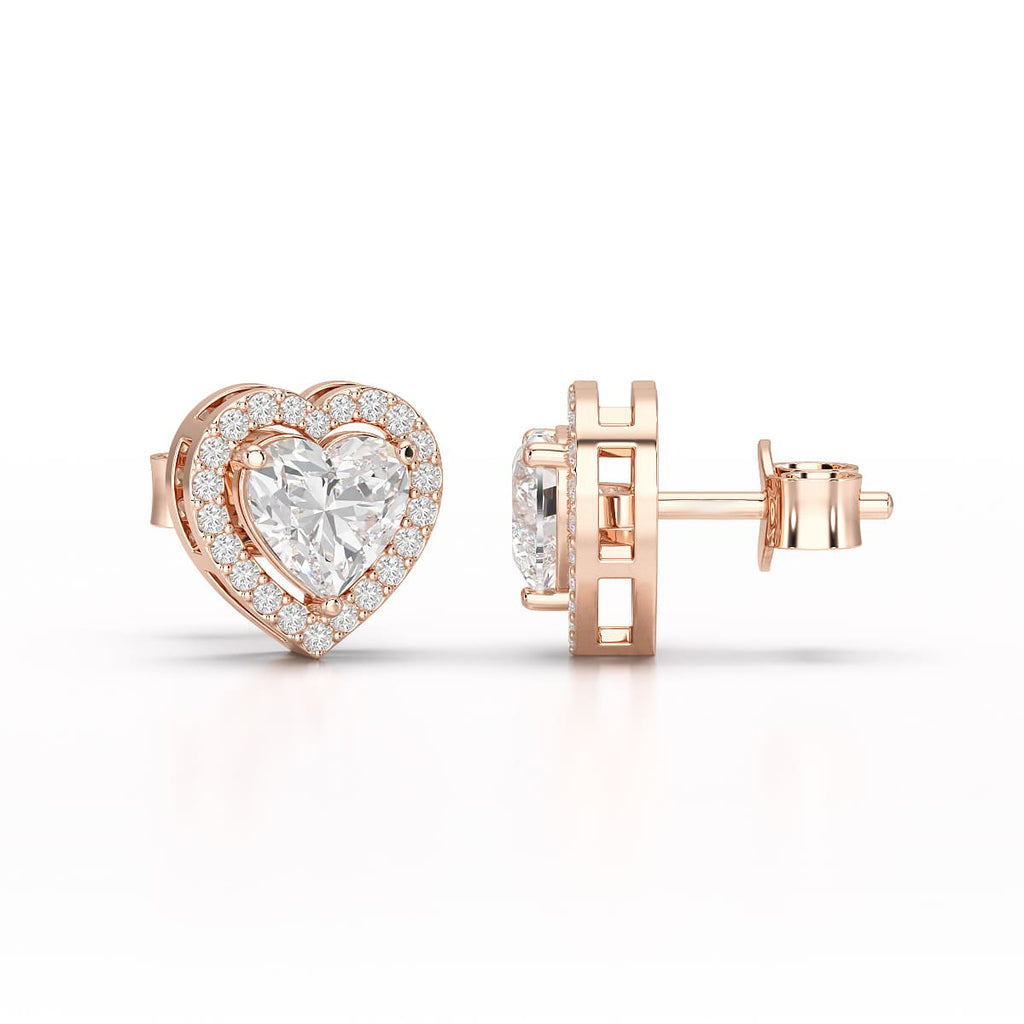 Heart Cut Halo Studs