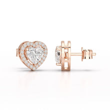 Load image into Gallery viewer, Heart Cut Halo Studs