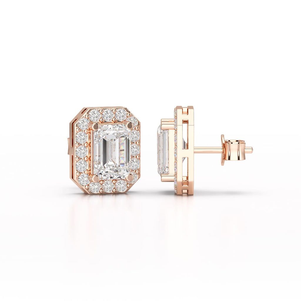 2.51 Carat Emerald Halo Studs