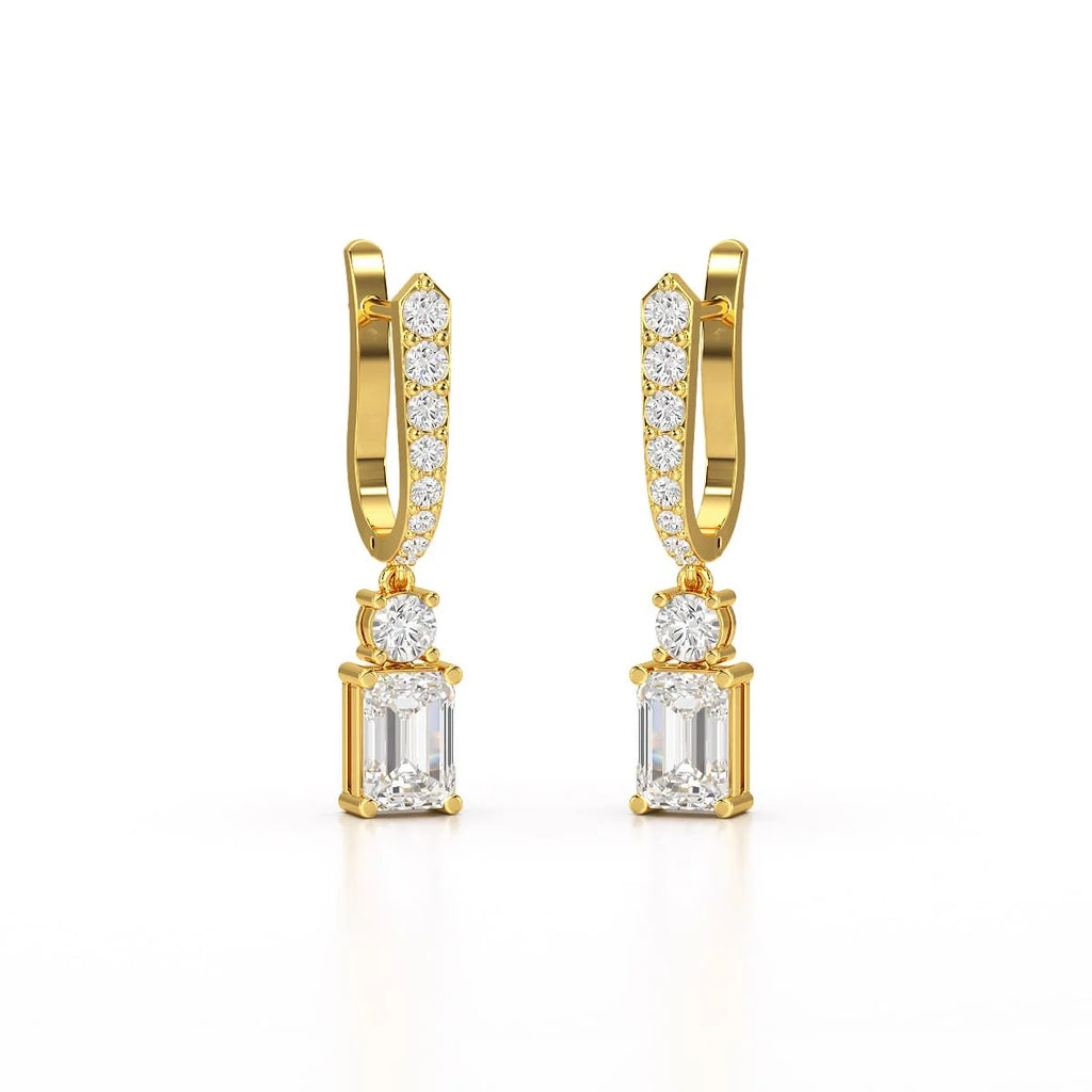 4.42 Carat Emerald Shape Drop Earring