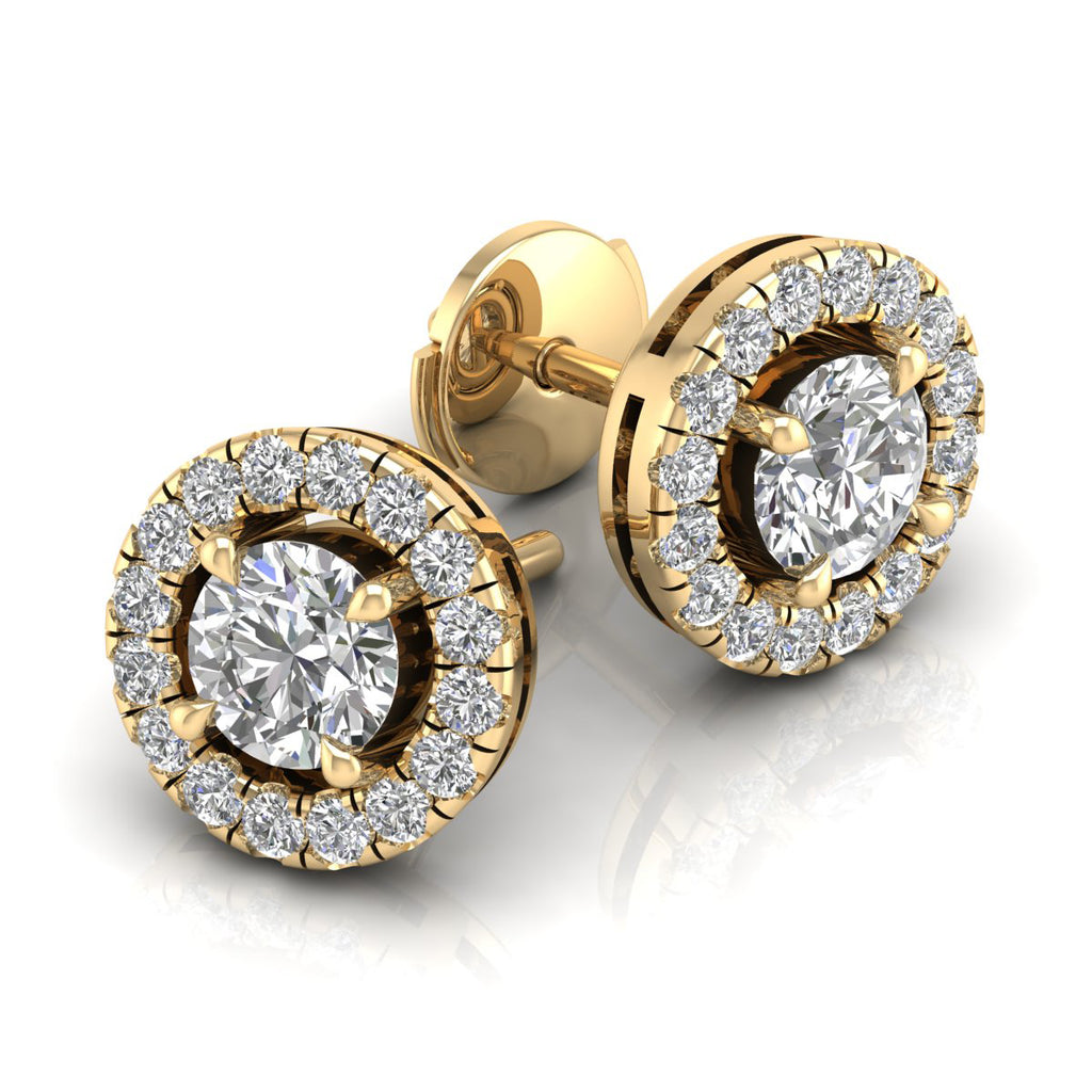 1 Carat Round Halo Earrings
