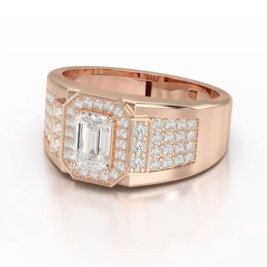 1.72 Carat Round & Emerald Centre Stone Men’s Ring