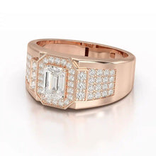 Load image into Gallery viewer, 1.72 Carat Round &amp; Emerald Centre Stone Men’s Ring