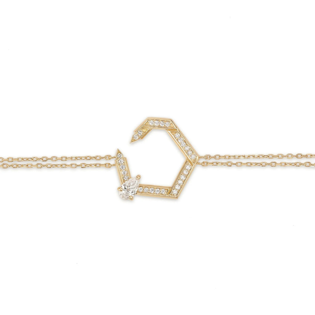 Hexagon Diamond Double Chain Bracelet