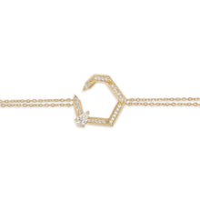 Load image into Gallery viewer, Hexagon Diamond Double Chain Bracelet
