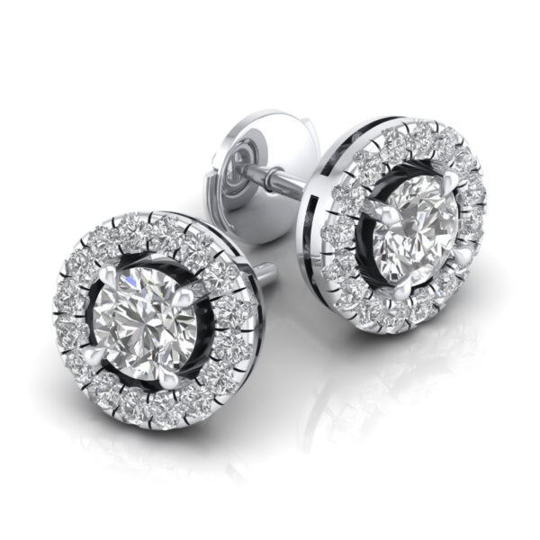 1 Carat Round Halo Earrings