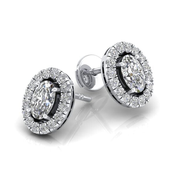 1 Carat Oval Halo Studs