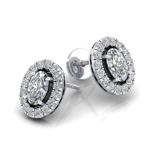 1 Carat Oval Halo Studs