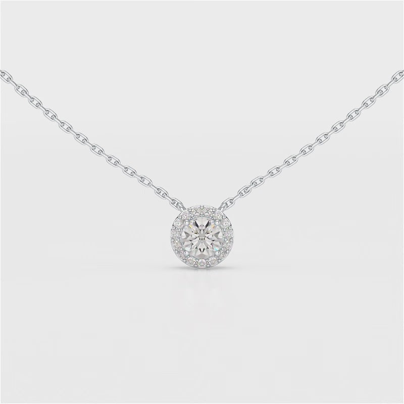 0.60 Carat Round Halo Pendant