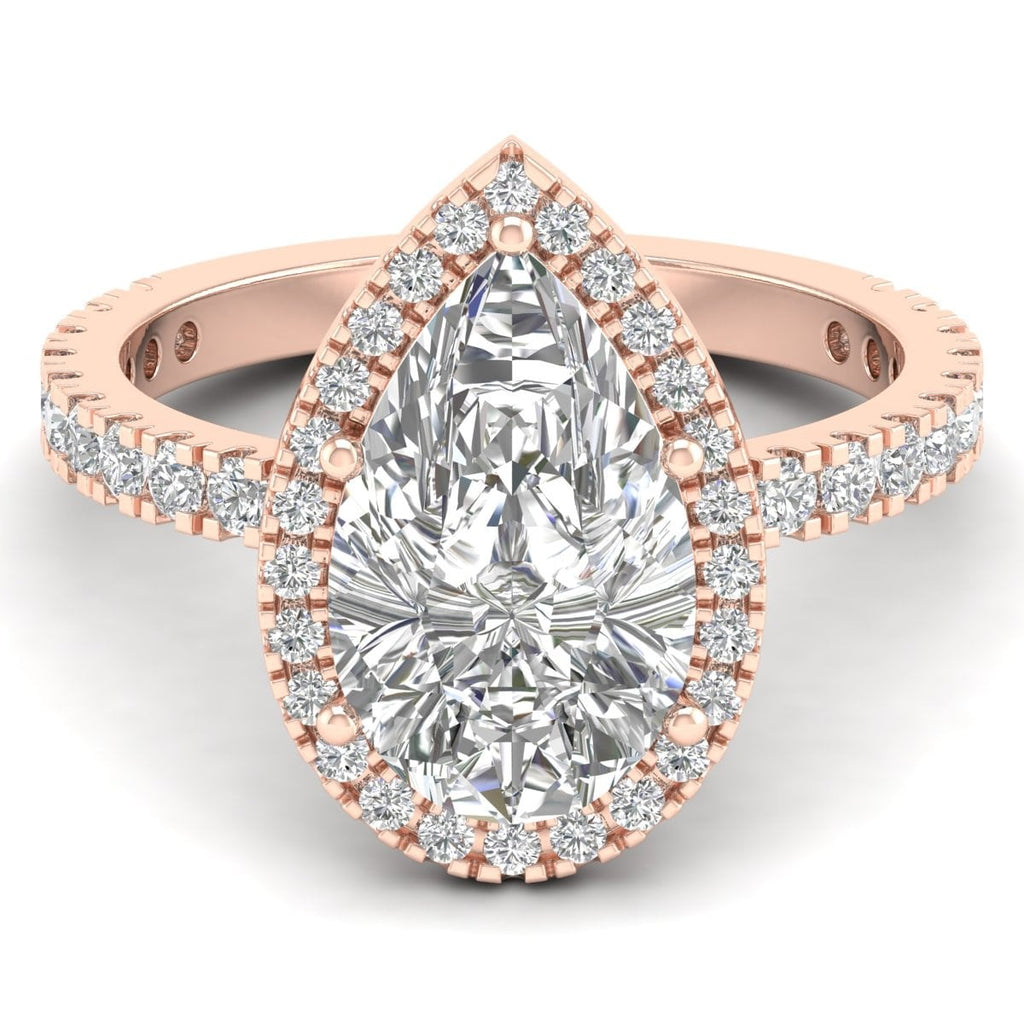 2 Carat Pear Shape Halo & Pavé